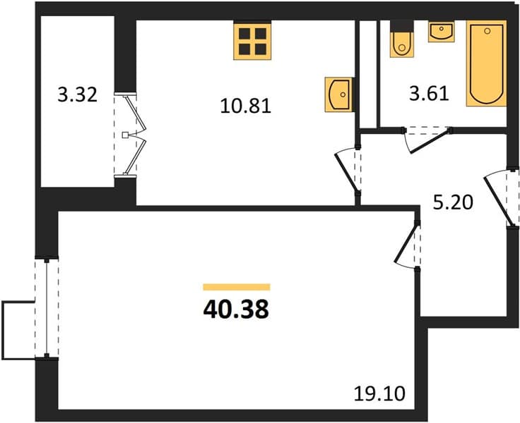 1 к. квартира 40.38 кв. м, 2/8 этаж. ЖК Сады у моря, Темрюк, Россия
