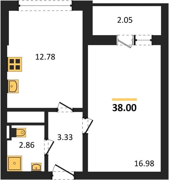 1 к. квартира 38.00 кв. м, 5/19 этаж. ЖК Кислород, Сочи, Россия