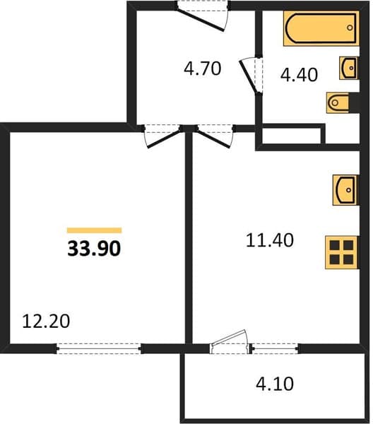 1 к. квартира 33.90 кв. м, 1/12 этаж. ЖК Флора, Сочи, Россия