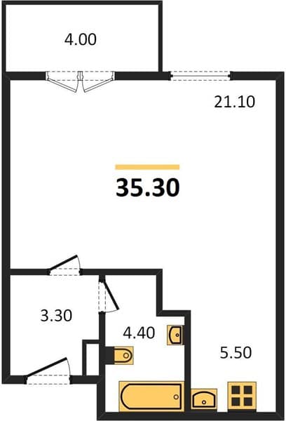 1 к. квартира 35.30 кв. м, 10/12 этаж. ЖК Летний, Сочи, Россия