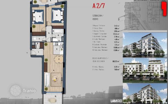 3-комнатные апартаменты в новостройке 73 м² в Районе XIII, Венгрия