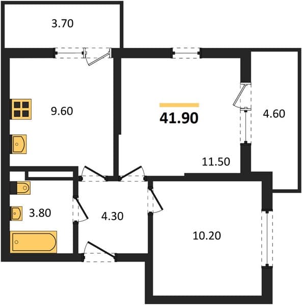 2 к. квартира 41.90 кв. м, 3/17 этаж. ЖК Лестория, Сочи, Россия