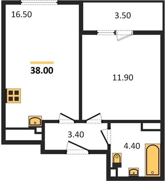 1 к. квартира 38.00 кв. м, 19/23 этаж. ЖК Облака-2, Новороссийск, Россия