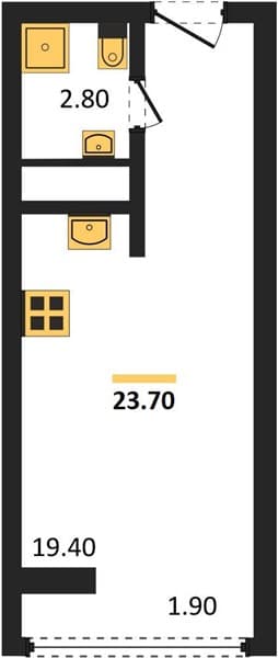 1 к. квартира 23.70 кв. м, 12/19 этаж. ЖК Сочи Парк, Сочи, Россия