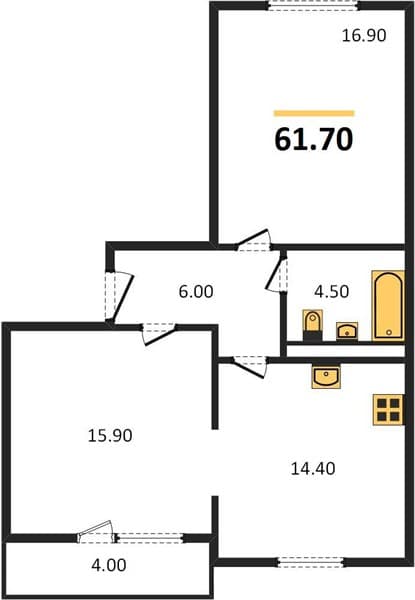 2 к. квартира 61.70 кв. м, 8/10 этаж. ЖК Горный квартал, Сочи, Россия