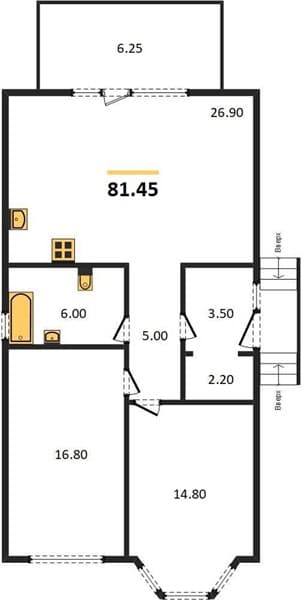 2 к. квартира 81.45 кв. м, 1/2 этаж. ЖК Семигорье, Семигорский, Россия
