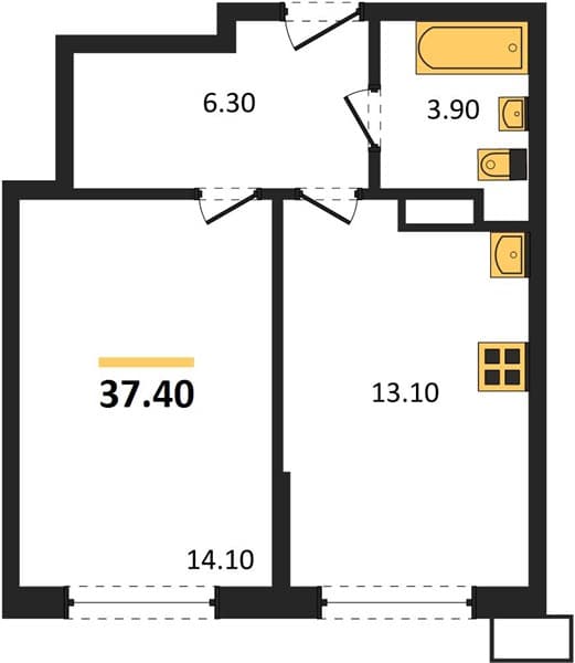 1 к. квартира 37.40 кв. м, 3/18 этаж. ЖК Порто-Ново, Цемдолина, Россия