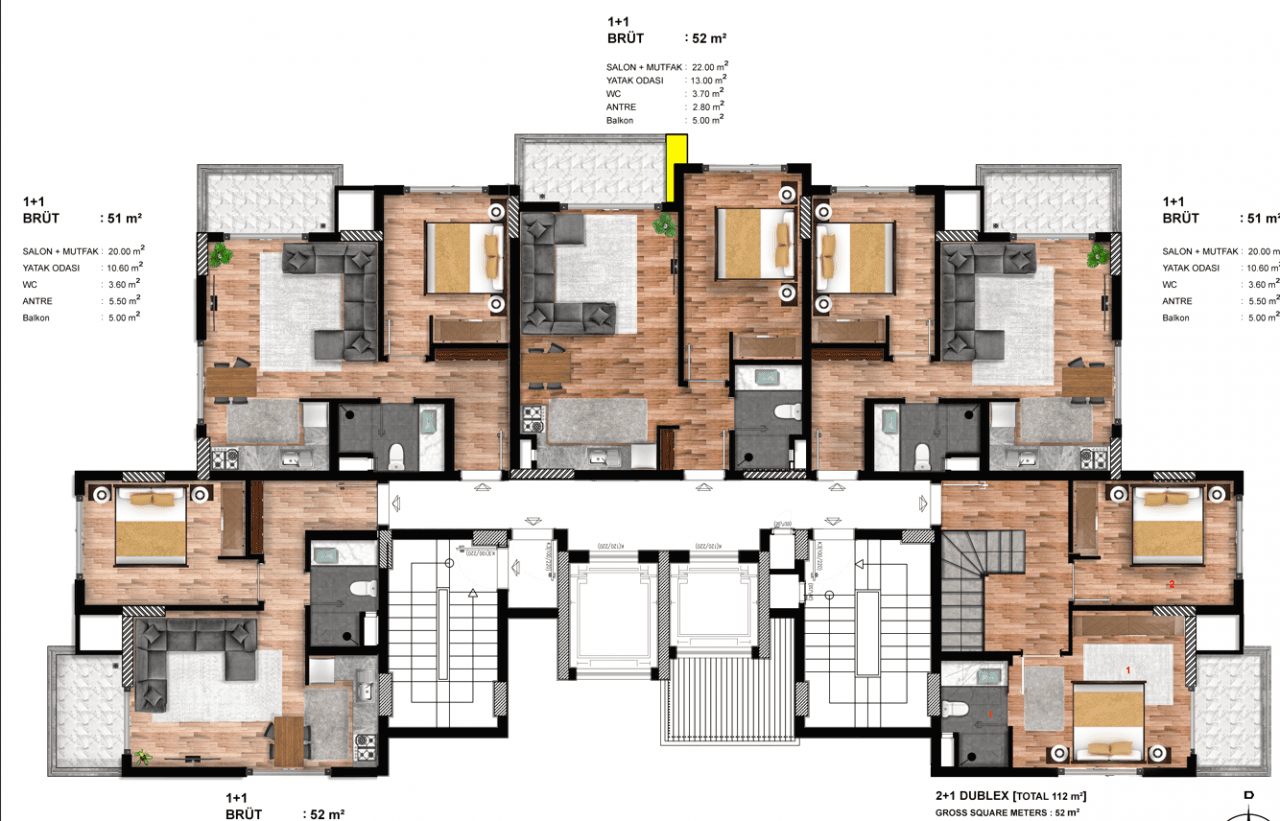 Квартира в Алании, Турция, 52 м2, фото 5