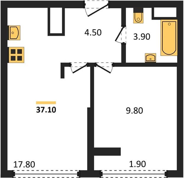 1 к. квартира 37.10 кв. м, 15/19 этаж. ЖК Сочи Парк, Сочи, Россия
