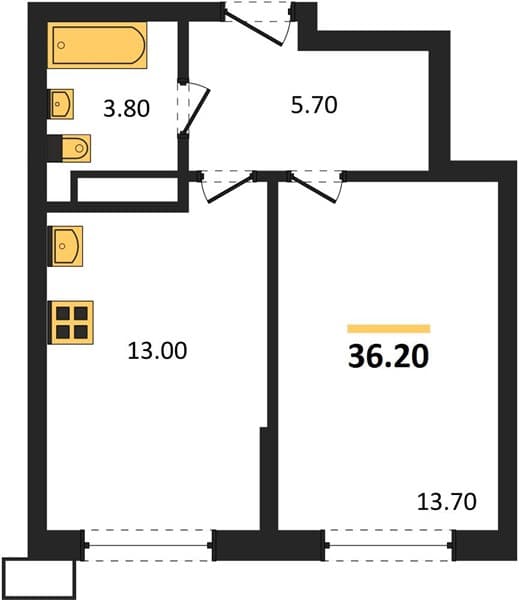 1 к. квартира 36.20 кв. м, 15/18 этаж. ЖК Порто-Ново, Цемдолина, Россия