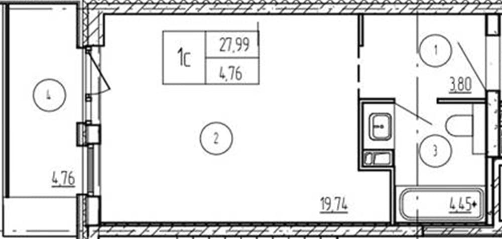 1 к. квартира 33.28 кв. м, 2/9 этаж. ЖК Лучи. Azimut Park Hotel Family, Анапа, Россия