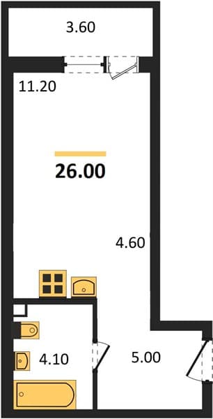 1 к. квартира 26.00 кв. м, 1/12 этаж. ЖК Флора, Сочи, Россия
