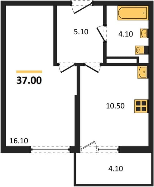 1 к. квартира 37.00 кв. м, 4/17 этаж. ЖК Лестория, Сочи, Россия