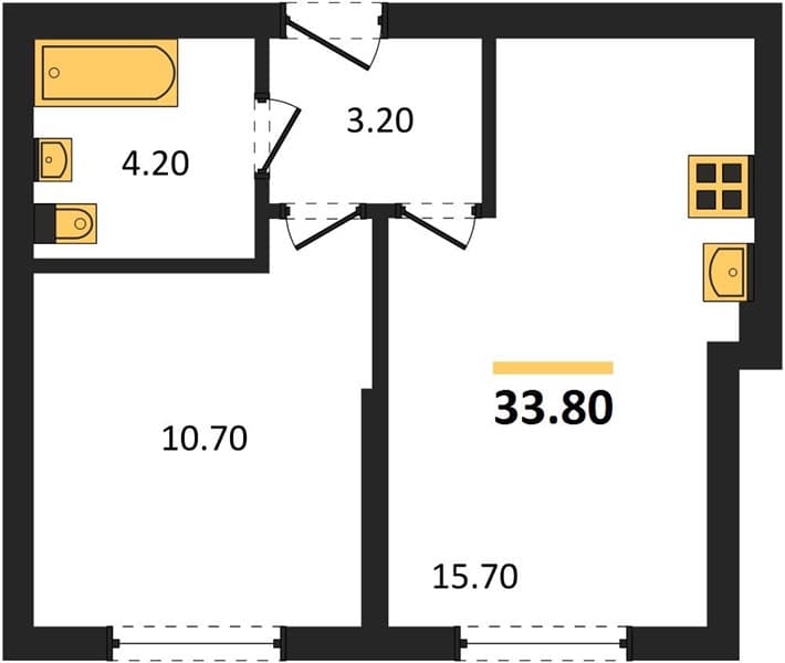 1 к. квартира 33.80 кв. м, 1/24 этаж. ЖК Облака-3, Новороссийск, Россия