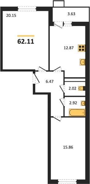 2 к. квартира 62.11 кв. м, 4/8 этаж. ЖК Сады у моря, Темрюк, Россия