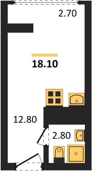 1 к. квартира 18.10 кв. м, 6/19 этаж. ЖК Сочи Парк, Сочи, Россия