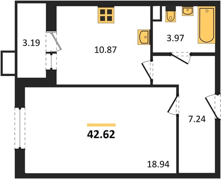 1 к. квартира 42.62 кв. м, 2/8 этаж. ЖК Сады у моря, Темрюк, Россия