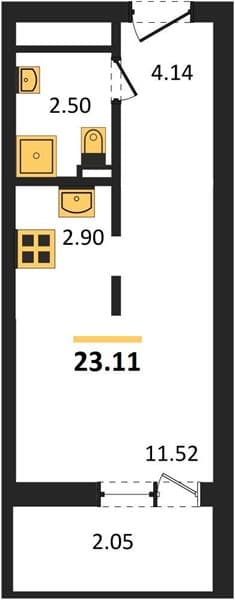 1 к. квартира 23.11 кв. м, 4/19 этаж. ЖК Кислород, Сочи, Россия