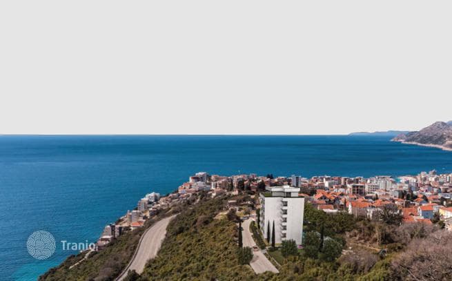 Новые квартиры с паркингом и видом на море в Добра-Воде, Бар, Черногория