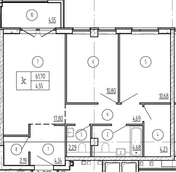 2 к. квартира 66.25 кв. м, 2/9 этаж. ЖК Лучи. Azimut Park Hotel Family, Анапа, Россия