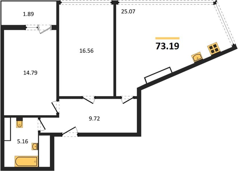 2 к. квартира 73.19 кв. м, 4/20 этаж. ЖК Центральный (Гамма), Анапа, Россия
