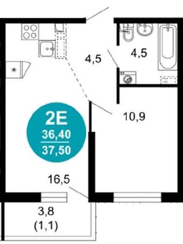 1 к. квартира 37.50 кв. м, 1/17 этаж. ЖК Лестория, Сочи, Россия
