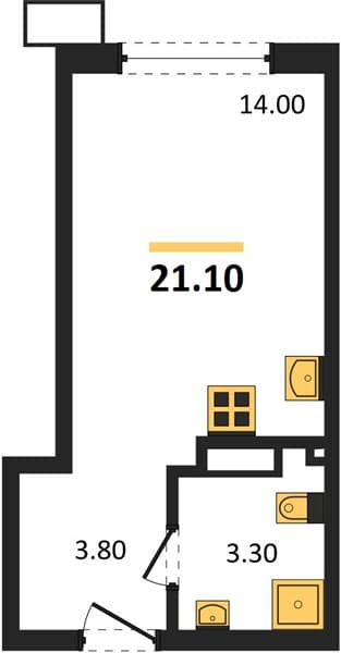 Студия 21.10 кв. м, 6/18 этаж. ЖК Порто-Ново, Цемдолина, Россия