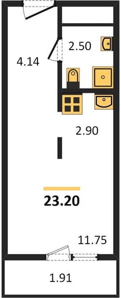 1 к. квартира 23.20 кв. м, 10/19 этаж. ЖК Кислород, Сочи, Россия