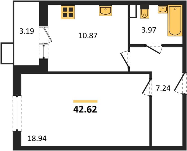 1 к. квартира 42.62 кв. м, 1/8 этаж. ЖК Сады у моря, Темрюк, Россия