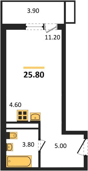 1 к. квартира 25.80 кв. м, 12/12 этаж. ЖК Флора, Сочи, Россия