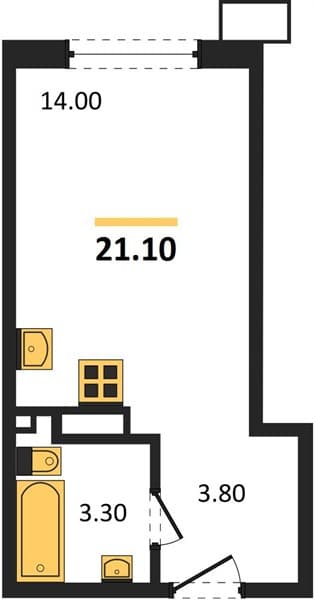 Студия 21.10 кв. м, 8/18 этаж. ЖК Порто-Ново, Цемдолина, Россия