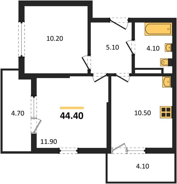 2 к. квартира 44.40 кв. м, 3/17 этаж. ЖК Лестория, Сочи, Россия
