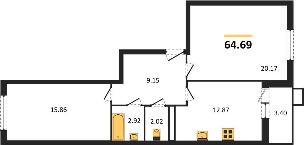 2 к. квартира 64.69 кв. м, 8/8 этаж. ЖК Сады у моря, Темрюк, Россия