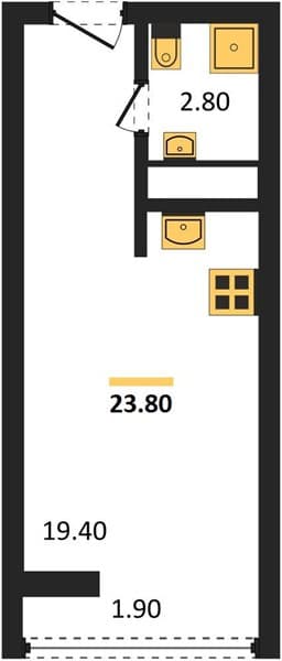 1 к. квартира 23.80 кв. м, 19/19 этаж. ЖК Сочи Парк, Сочи, Россия