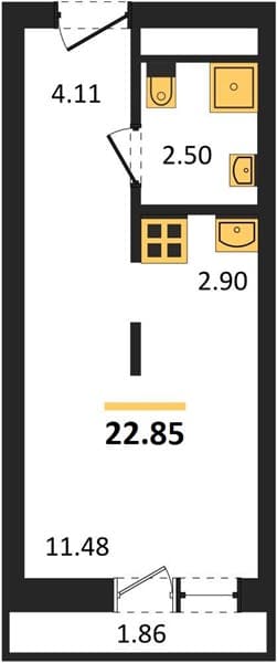 1 к. квартира 22.85 кв. м, 8/19 этаж. ЖК Кислород, Сочи, Россия