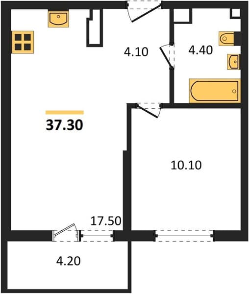 1 к. квартира 37.30 кв. м, 2/12 этаж. ЖК Флора, Сочи, Россия