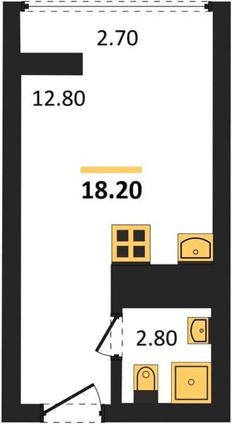 1 к. квартира 18.20 кв. м, 6/19 этаж. ЖК Сочи Парк, Сочи, Россия
