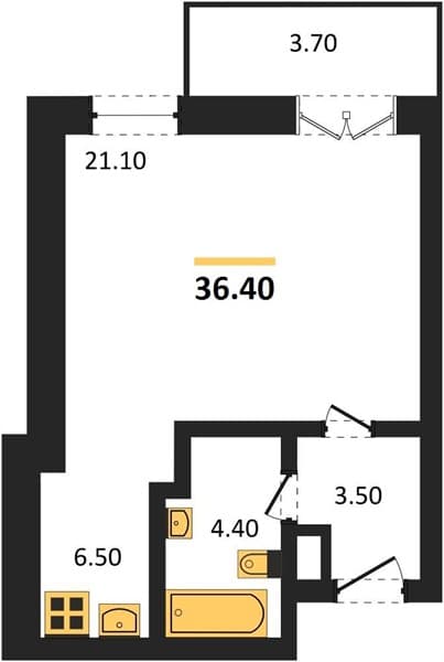 1 к. квартира 36.40 кв. м, 7/12 этаж. ЖК Летний, Сочи, Россия