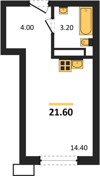 Студия 21.60 кв. м, 14/18 этаж. ЖК Порто-Ново, Цемдолина, Россия