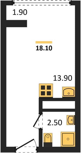 1 к. квартира 18.10 кв. м, 14/19 этаж. ЖК Сочи Парк, Сочи, Россия
