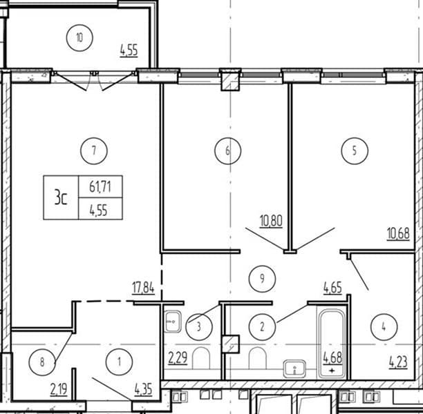 2 к. квартира 66.26 кв. м, 3/9 этаж. ЖК Лучи. Azimut Park Hotel Family, Анапа, Россия