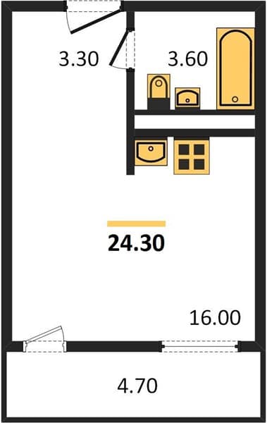 1 к. квартира 24.30 кв. м, 17/23 этаж. ЖК Облака-2, Новороссийск, Россия