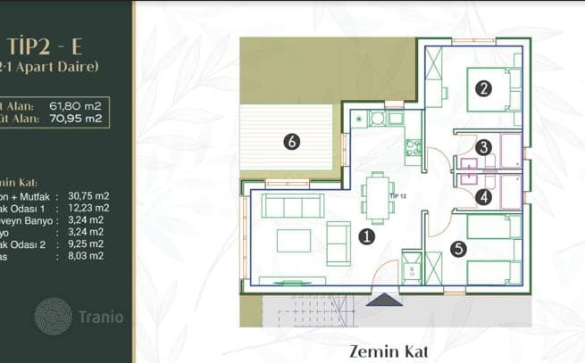 2-комнатная квартира 70 м² в Фетхие, Турция
