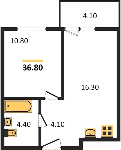 1 к. квартира 36.80 кв. м, 2/12 этаж. ЖК Флора, Сочи, Россия