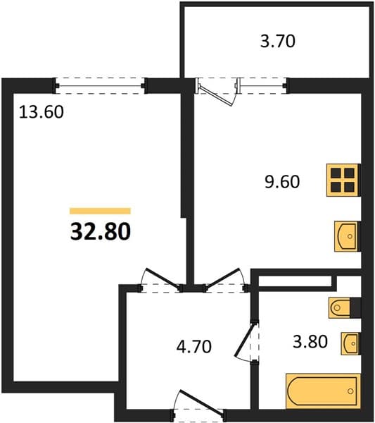 1 к. квартира 32.80 кв. м, 5/17 этаж. ЖК Лестория, Сочи, Россия