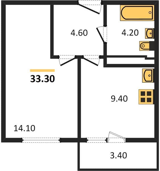 1 к. квартира 33.30 кв. м, 23/23 этаж. ЖК Облака-2, Новороссийск, Россия