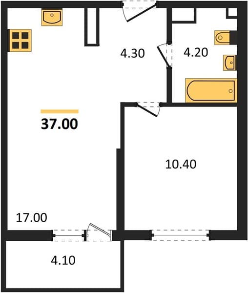 1 к. квартира 37.00 кв. м, 2/12 этаж. ЖК Флора, Сочи, Россия