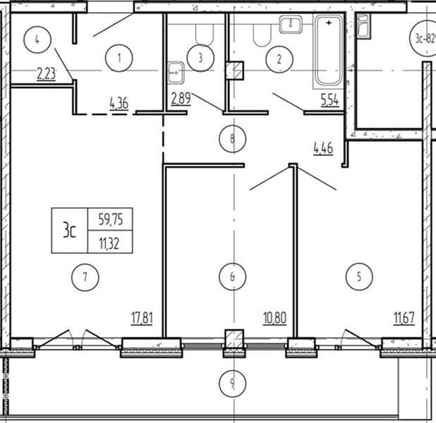 2 к. квартира 71.07 кв. м, 8/9 этаж. ЖК Лучи. Azimut Park Hotel Family, Анапа, Россия