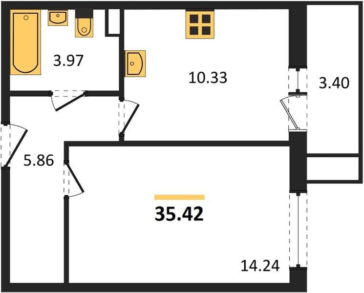 1 к. квартира 35.42 кв. м, 1/8 этаж. ЖК Сады у моря, Темрюк, Россия