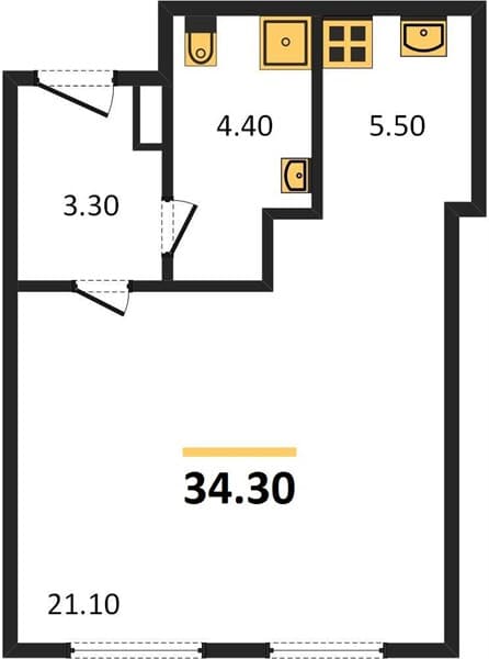 1 к. квартира 34.30 кв. м, 1/12 этаж. ЖК Летний, Сочи, Россия
